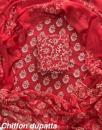 Cotton Suit with Chiffon Dupatta