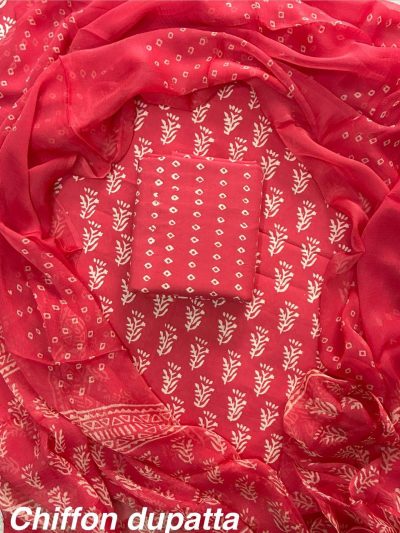 Cotton Suit with Chiffon Dupatta